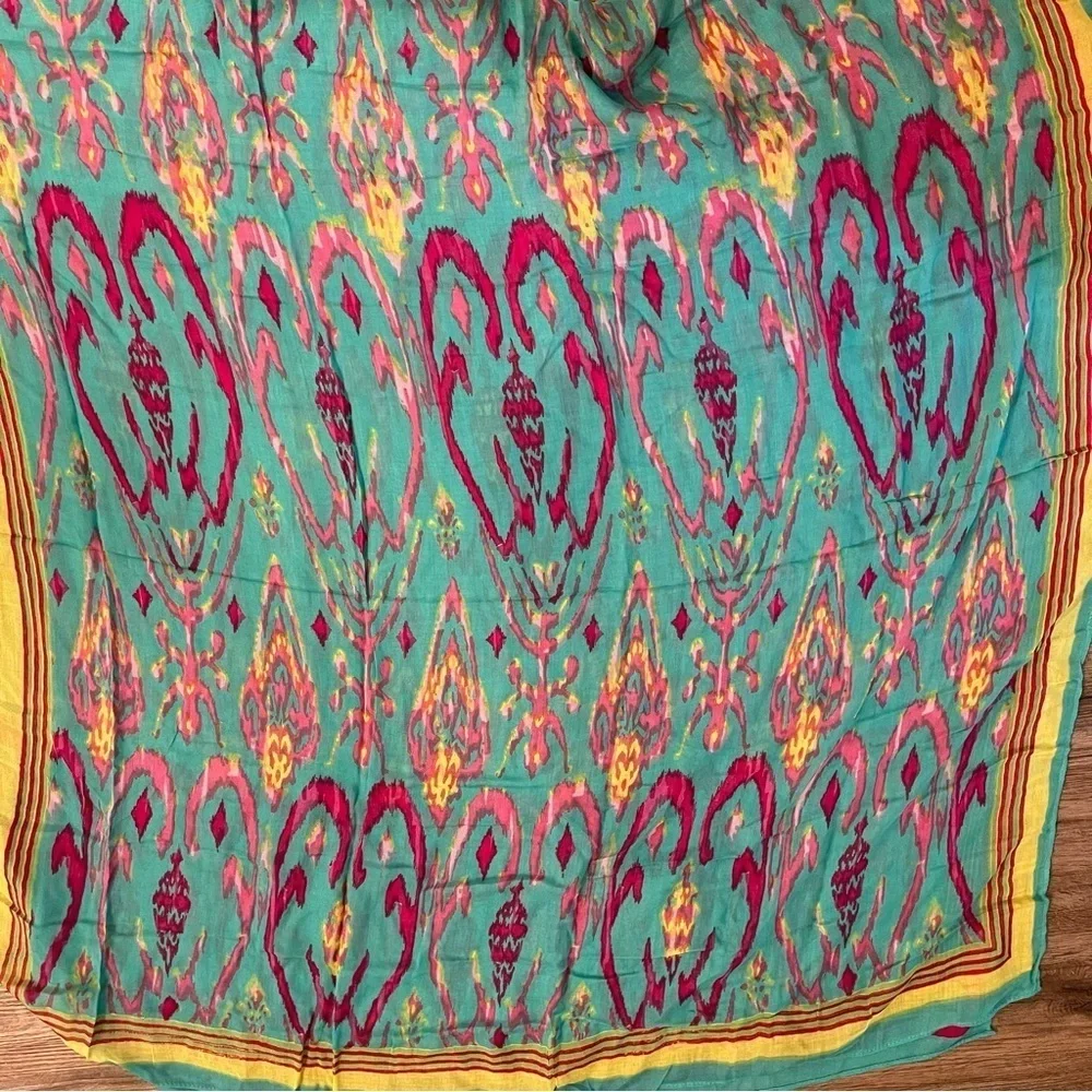 Stella & Dot BOHO Teal Magenta Green Yellow XL Scarf 37” X 80”